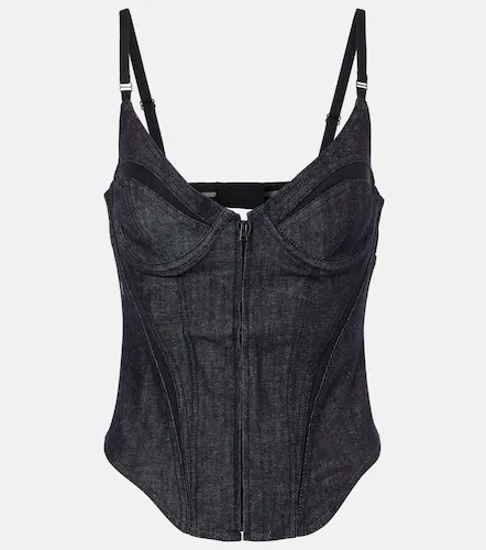 Mugler Mesh-trimmed denim corset - Mugler - Modalova