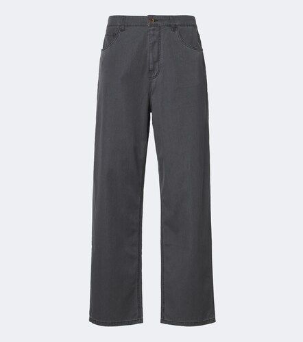 Pantaloni a gamba larga in chambray - Miu Miu - Modalova