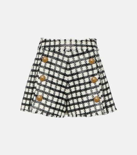 High-rise checked wool-blend shorts - Balmain - Modalova