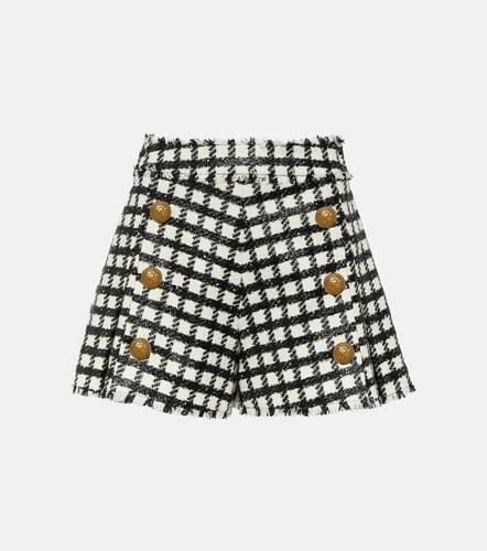 Shorts en mezcla de lana a cuadros - Balmain - Modalova