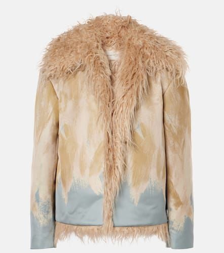 Printed faux fur-trimmed jacket - Dries Van Noten - Modalova