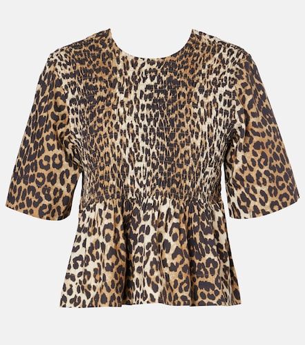 Top de algodón con estampado de leopardo - Ganni - Modalova