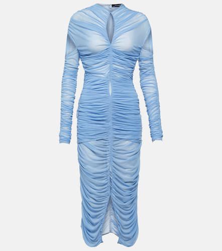 Draped cutout mesh midi dress - Mugler - Modalova