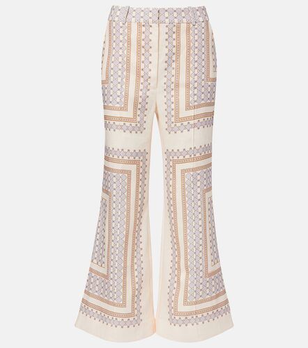 Pantalones flared cropped de lino estampados - Zimmermann - Modalova