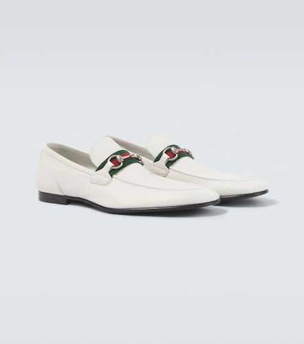 Mocasines Como de piel con Horsebit y Web - Gucci - Modalova