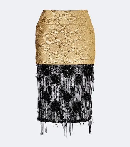 Embellished paneled cloque midi skirt - Jacques Wei - Modalova