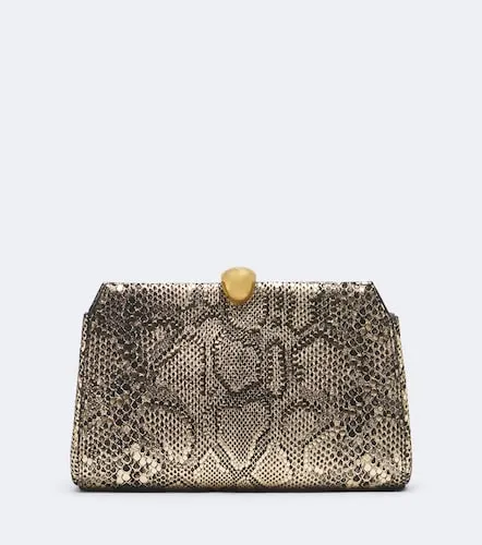 Lou snake-effect leather clutch - Nour Hammour - Modalova