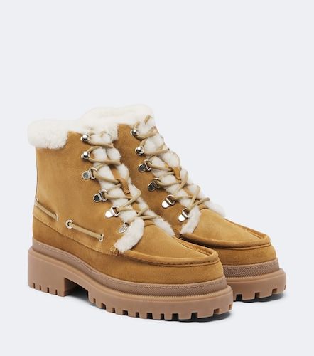 Shearling-lined suede lace-up boots - Yves Salomon - Modalova