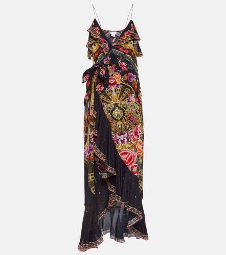 Embellished silk wrap midi dress - Camilla - Modalova