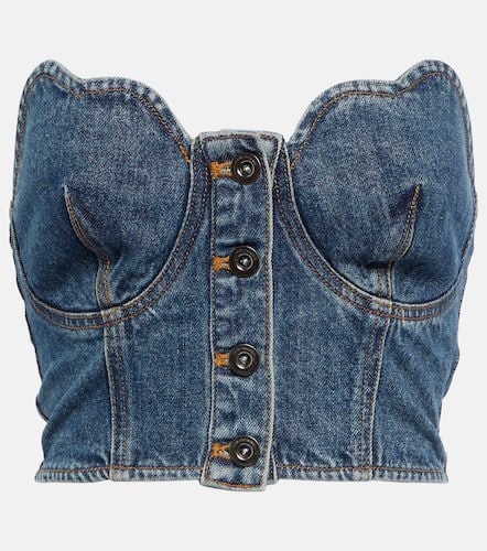 Scalloped denim crop top - Self-Portrait - Modalova