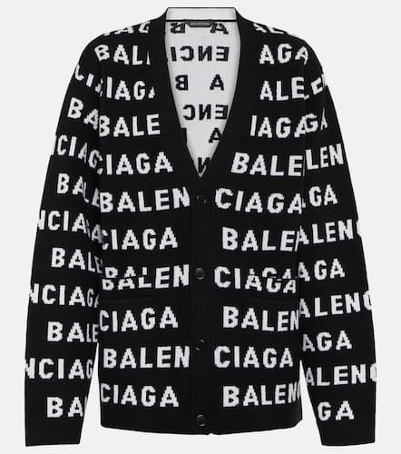 Logo jacquard wool-blend cardigan - Balenciaga - Modalova