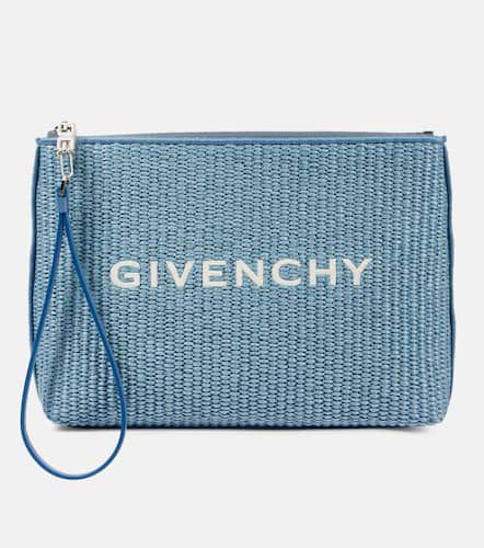 Logo embroidered raffia-effect pouch - Givenchy - Modalova