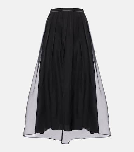 Pleated silk organza midi skirt - Brunello Cucinelli - Modalova