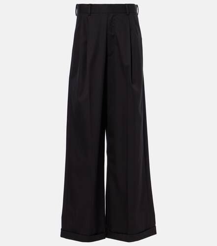 Pleated cotton and silk wide-leg pants - Loewe - Modalova