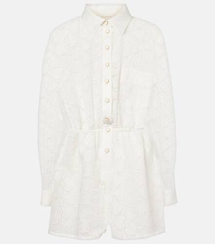 Crush Embroidered linen playsuit - Zimmermann - Modalova