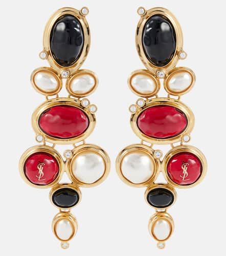 Cassandre embellished clip-on drop earrings - Saint Laurent - Modalova