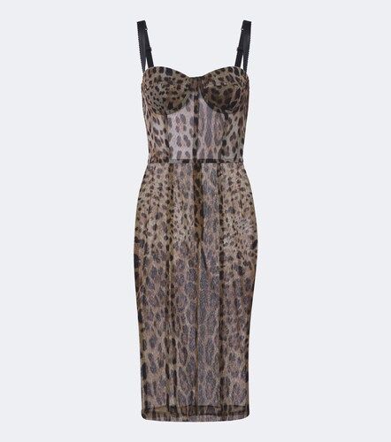 Vestido bustier de algodón y seda estampado - Dolce&Gabbana - Modalova