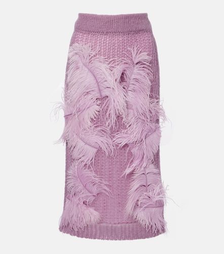 Gonna midi in maglia con piume - The Attico - Modalova