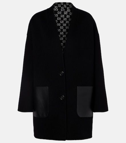 Caban reversible leather-trimmed wool coat - Gucci - Modalova