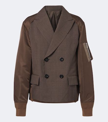 Double-breasted wool and technical jacket - Sacai - Modalova
