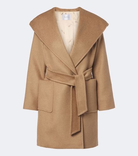 Abrigo envolvente de pelo con cinturón - Max Mara - Modalova