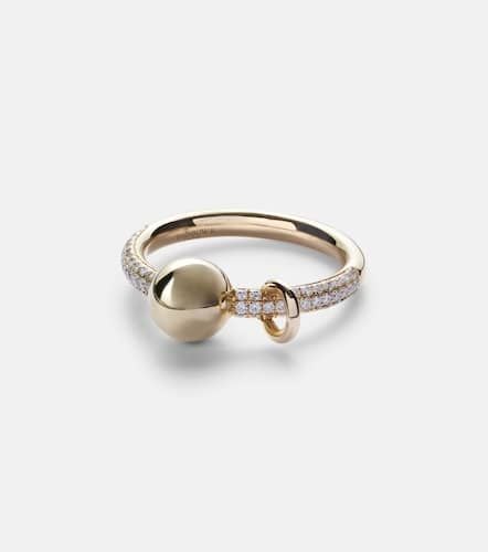 Piercing 14kt gold ring with diamonds - Rainbow K - Modalova