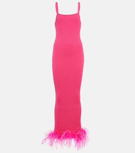 Rib-knit feather-trimmed dress - Giuseppe di Morabito - Modalova