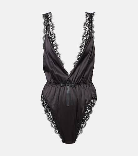 Lace-trimmed silk-blend satin bodysuit - Dolce&Gabbana - Modalova