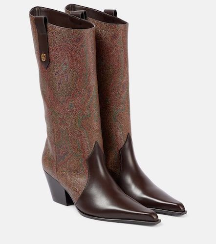 Paisley coated canvas knee-high boots - Etro - Modalova