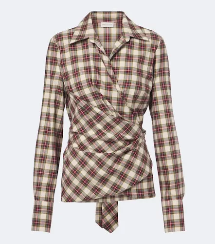 Draped plaid cotton flannel shirt - Dries Van Noten - Modalova