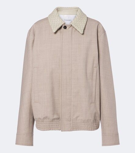 Leather-trimmed wool blouson jacket - Bottega Veneta - Modalova