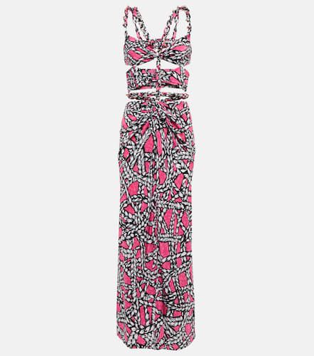 Printed cut-out silk midi dress - Area - Modalova