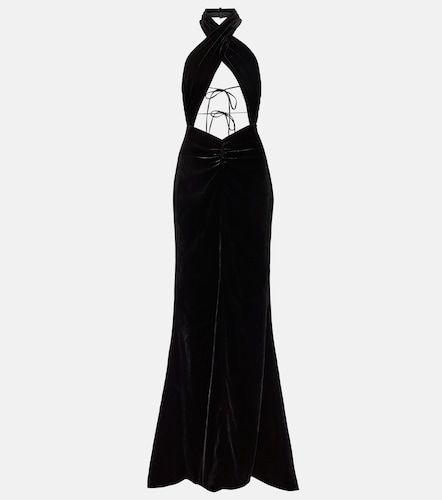 Abito lungo in velluto con cut-out - Alessandra Rich - Modalova