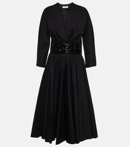 AlaÃ¯a Leather-trimmed cotton midi dress - Alaia - Modalova