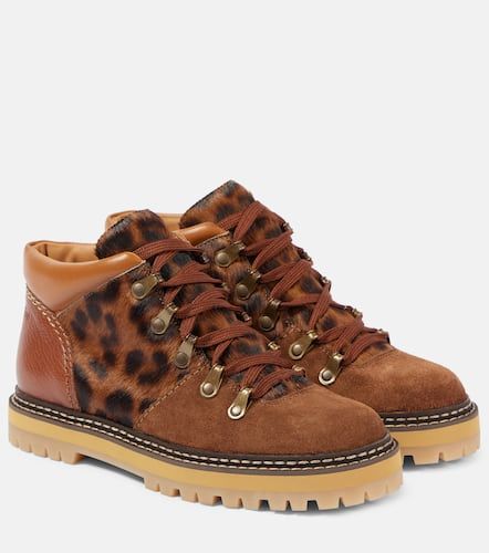 Eileen leopard-print suede lace-up boots - See By Chloe - Modalova