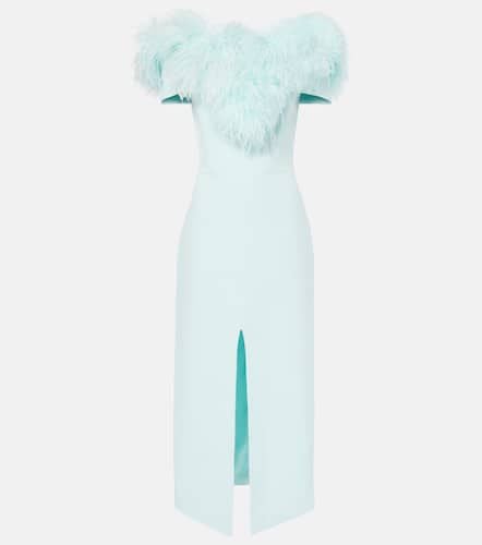 Off-shoulder feather-trimmed midi dress - David Koma - Modalova