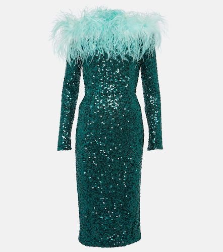 Feather-trimmed sequined midi dress - Dolce&Gabbana - Modalova