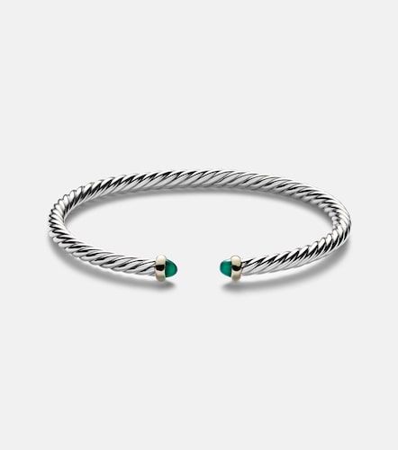 Cable FlexÂ® sterling and 14kt gold cuff bracelet with onyxes - David Yurman - Modalova