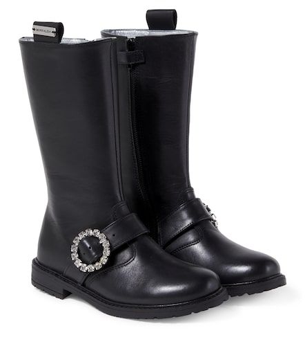Botas altas de piel con cristales - Monnalisa - Modalova