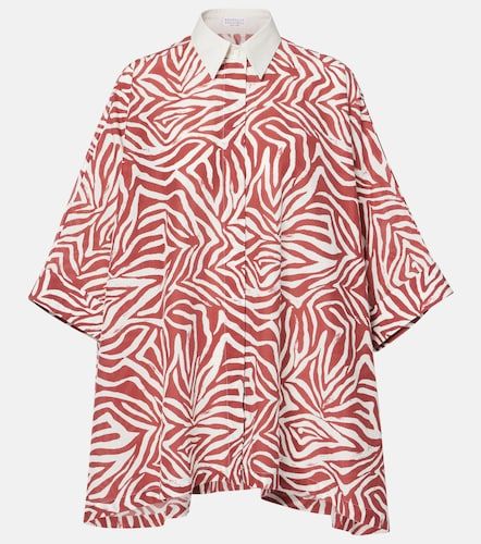 Camicia in cotone e seta con stampa - Brunello Cucinelli - Modalova