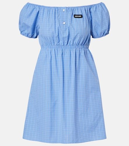 Checked cotton poplin minidress - Miu Miu - Modalova