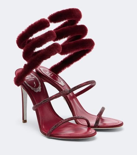 Cleo embellished shearling-trimmed sandals - Rene Caovilla - Modalova