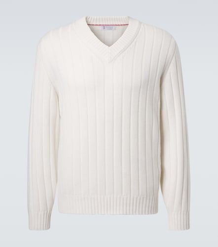 Pullover in cashmere a coste - Brunello Cucinelli - Modalova