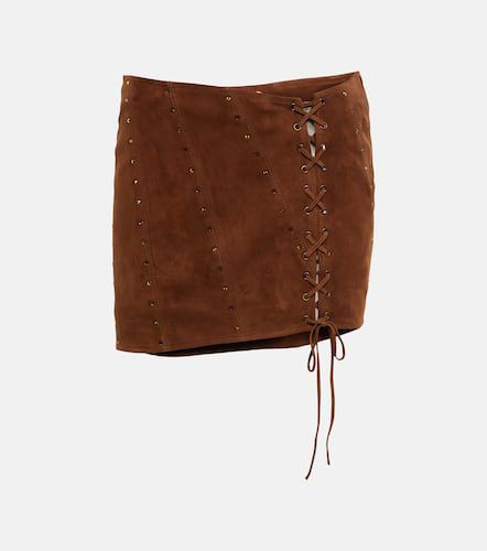 Crystal-embellished suede miniskirt - Alessandra Rich - Modalova