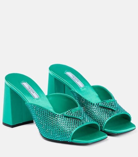 Crystal-embellished satin mules - Prada - Modalova