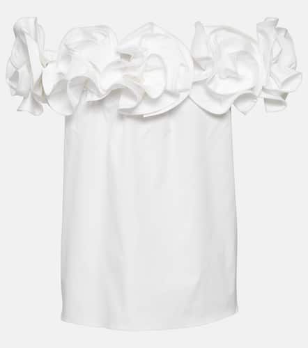 Floral-appliquÃ© off-shoulder cotton-blend top - Carolina Herrera - Modalova