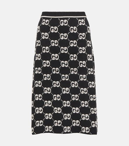 GG wool bouclÃ© jacquard midi skirt - Gucci - Modalova