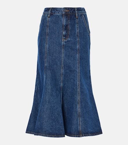 Flared denim midi skirt - Self-Portrait - Modalova