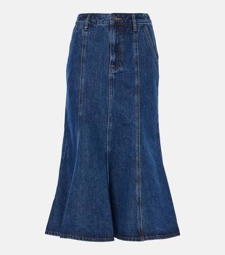 Flared denim midi skirt - Self-Portrait - Modalova