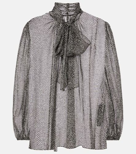 Blusa de chifón de seda espigada con lazada - Dolce&Gabbana - Modalova